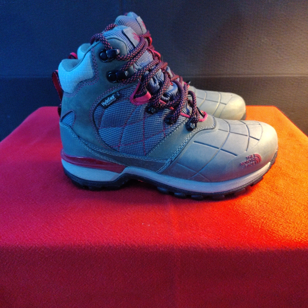 The North Face Gray and Red Hiking Boots
